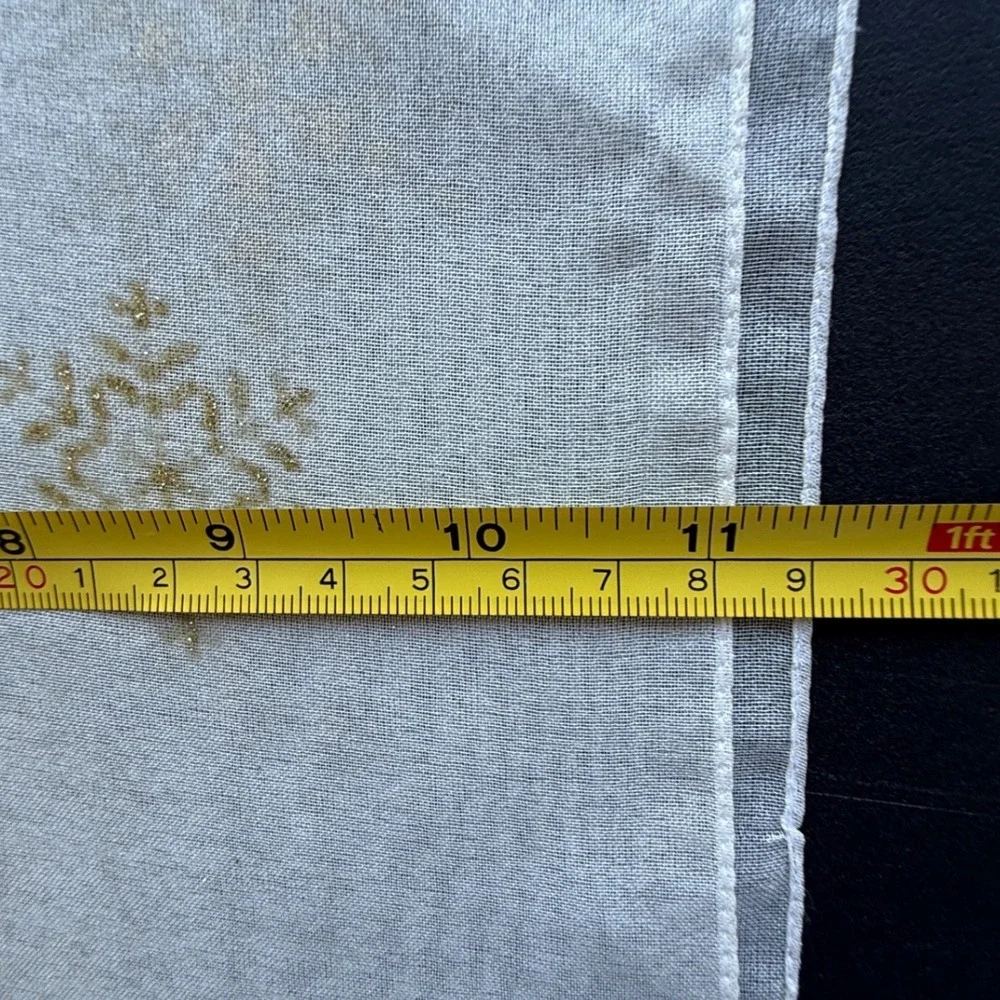 Vintage White Sheer Snowflake Scarf Gold Glitter Winter Holiday Oblong Wrap